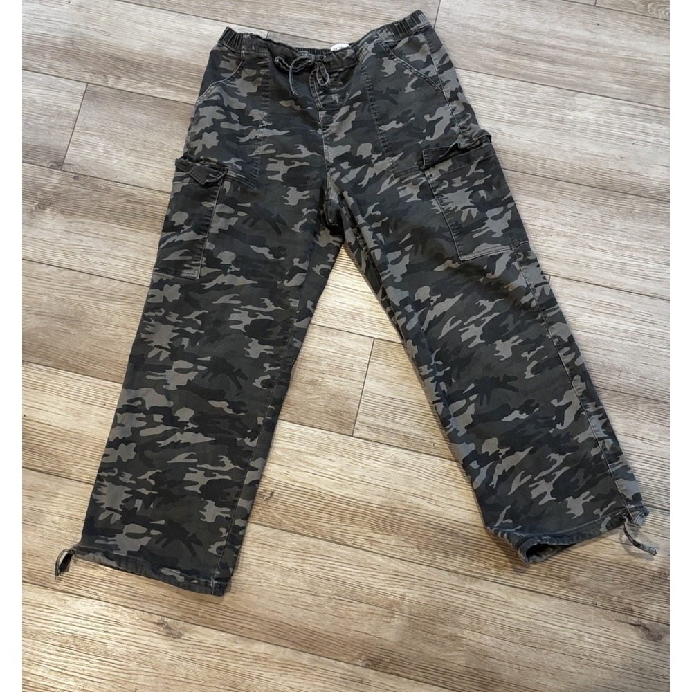 Vanilla Star Camouflage Wide Leg Cargo Women's Size XL Drawstring Baggie Grunge